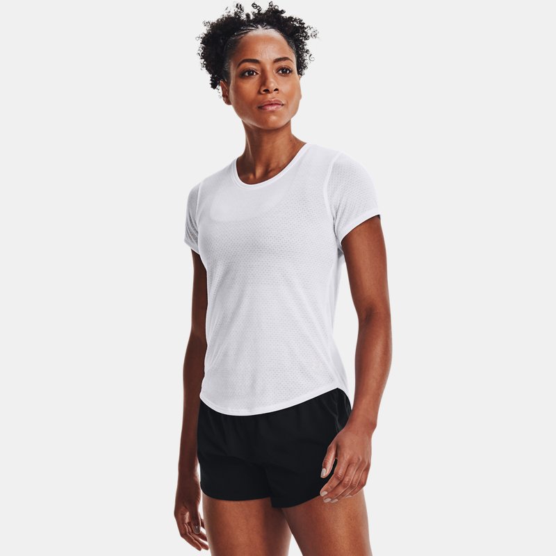 Women's  Under Armour  Streaker Run Short Sleeve White / White / Reflective XS